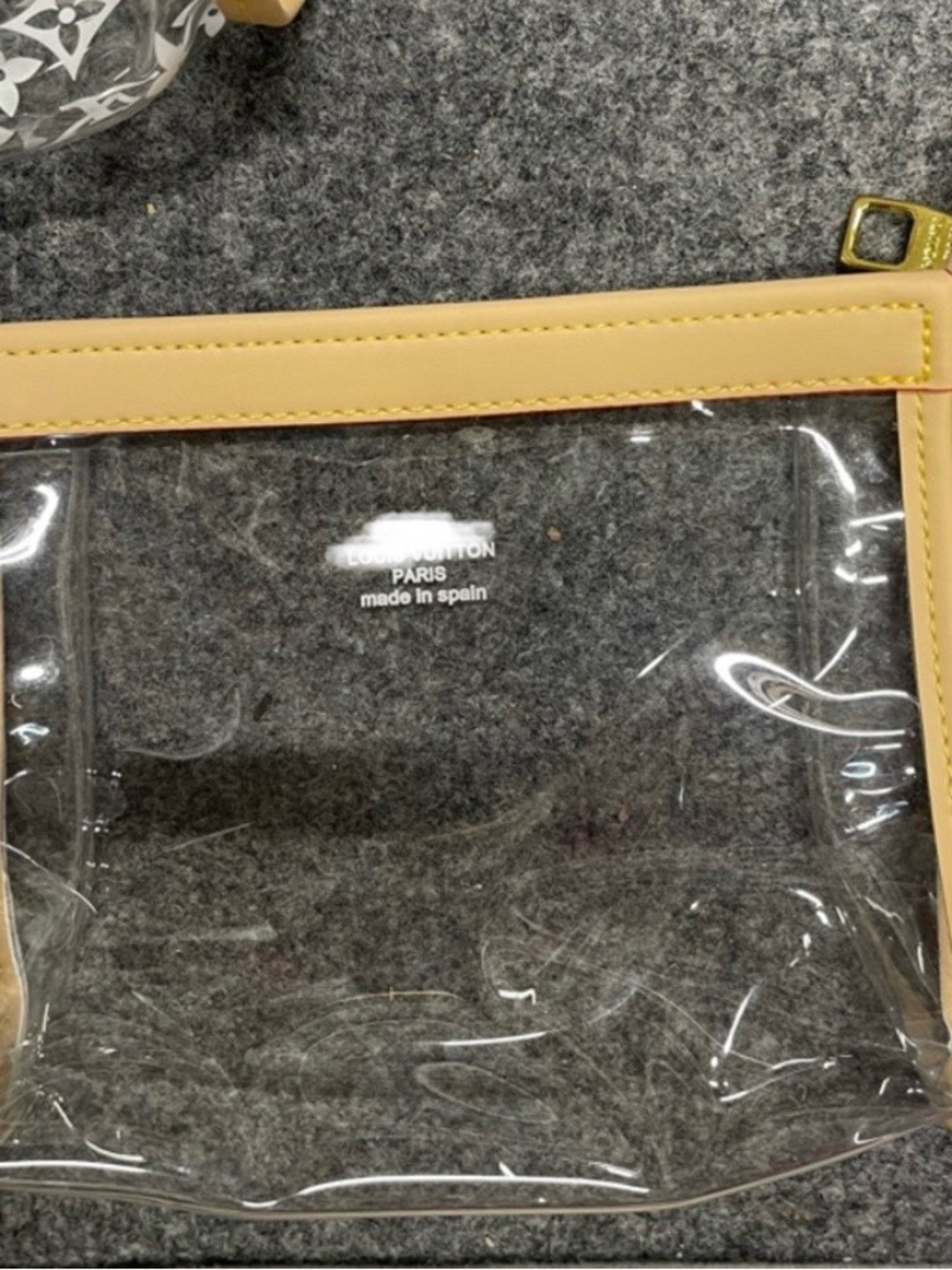 Clear Monogram 3-pc Cosmetic Pouch with Beige Trim - Picture 3 of 4